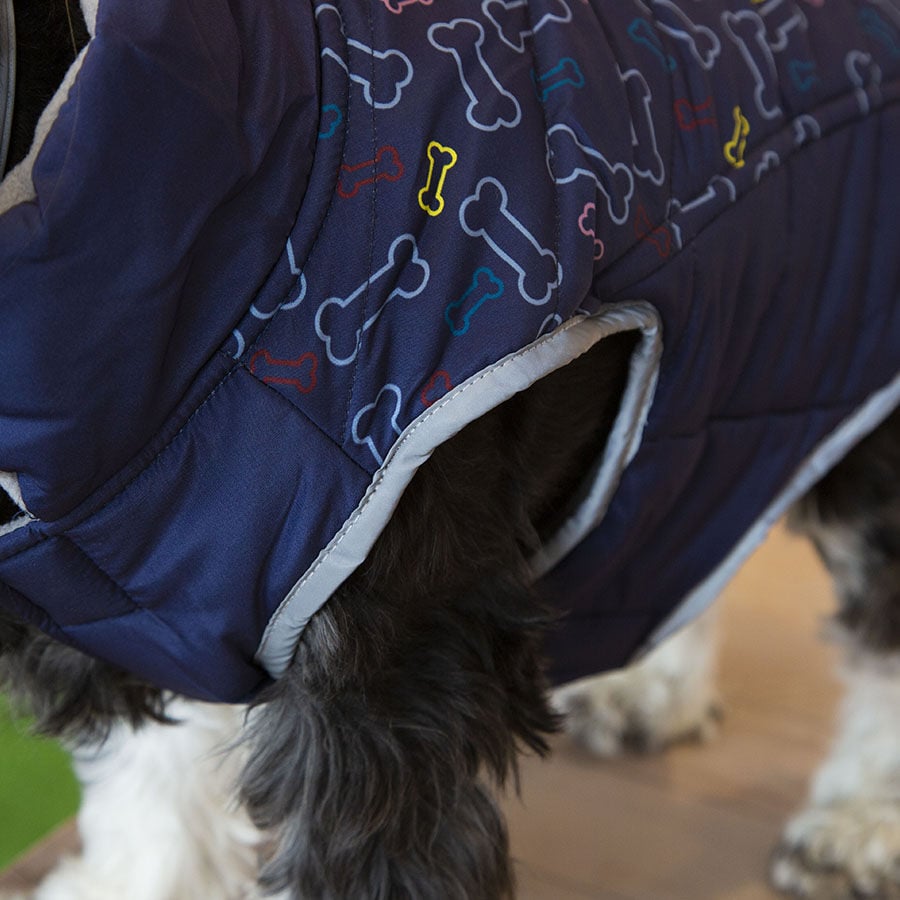 Outech Abrigo Azul con Estampado de Huesos para perros, , large indicador imagen numero 4